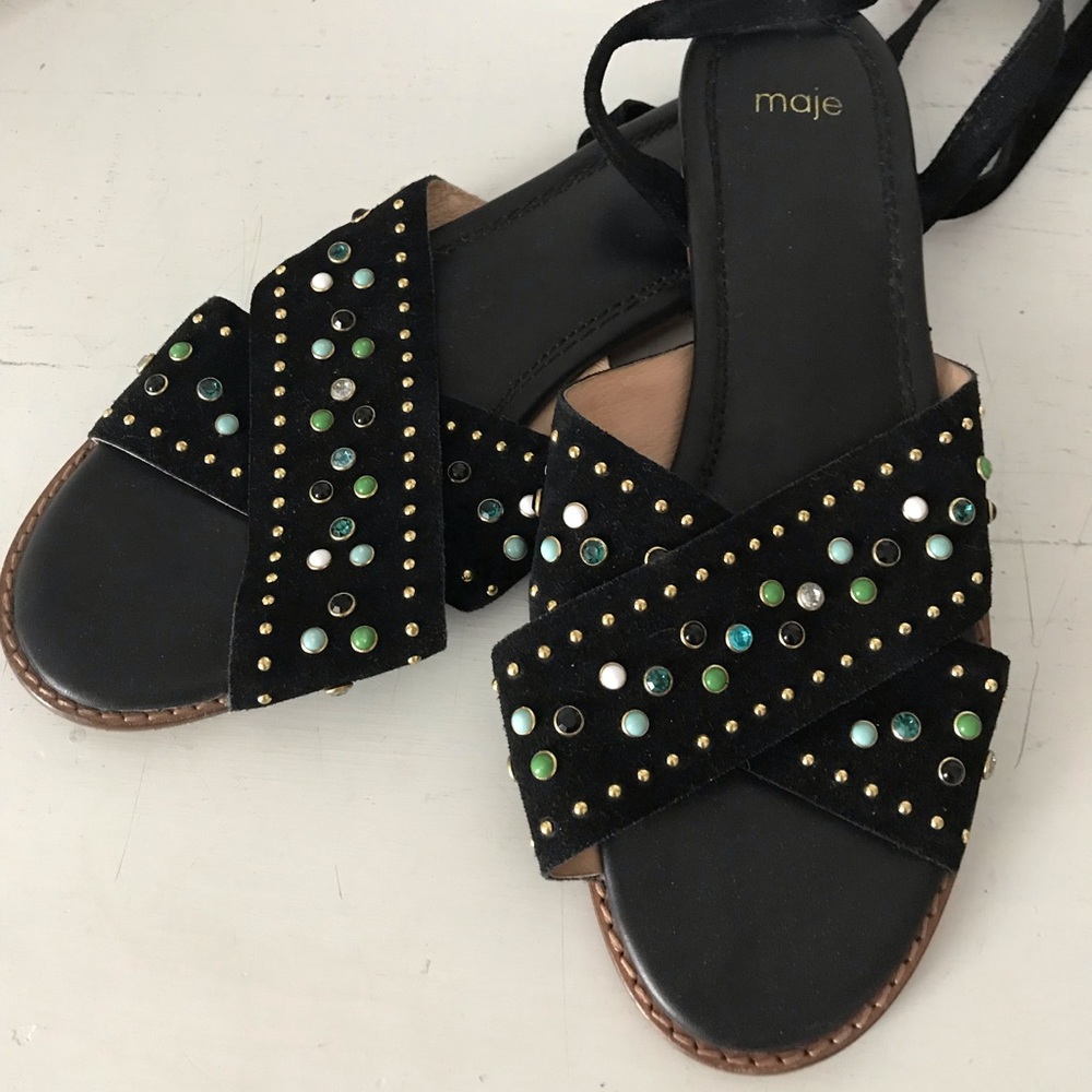 Maje Black Suede Sandals